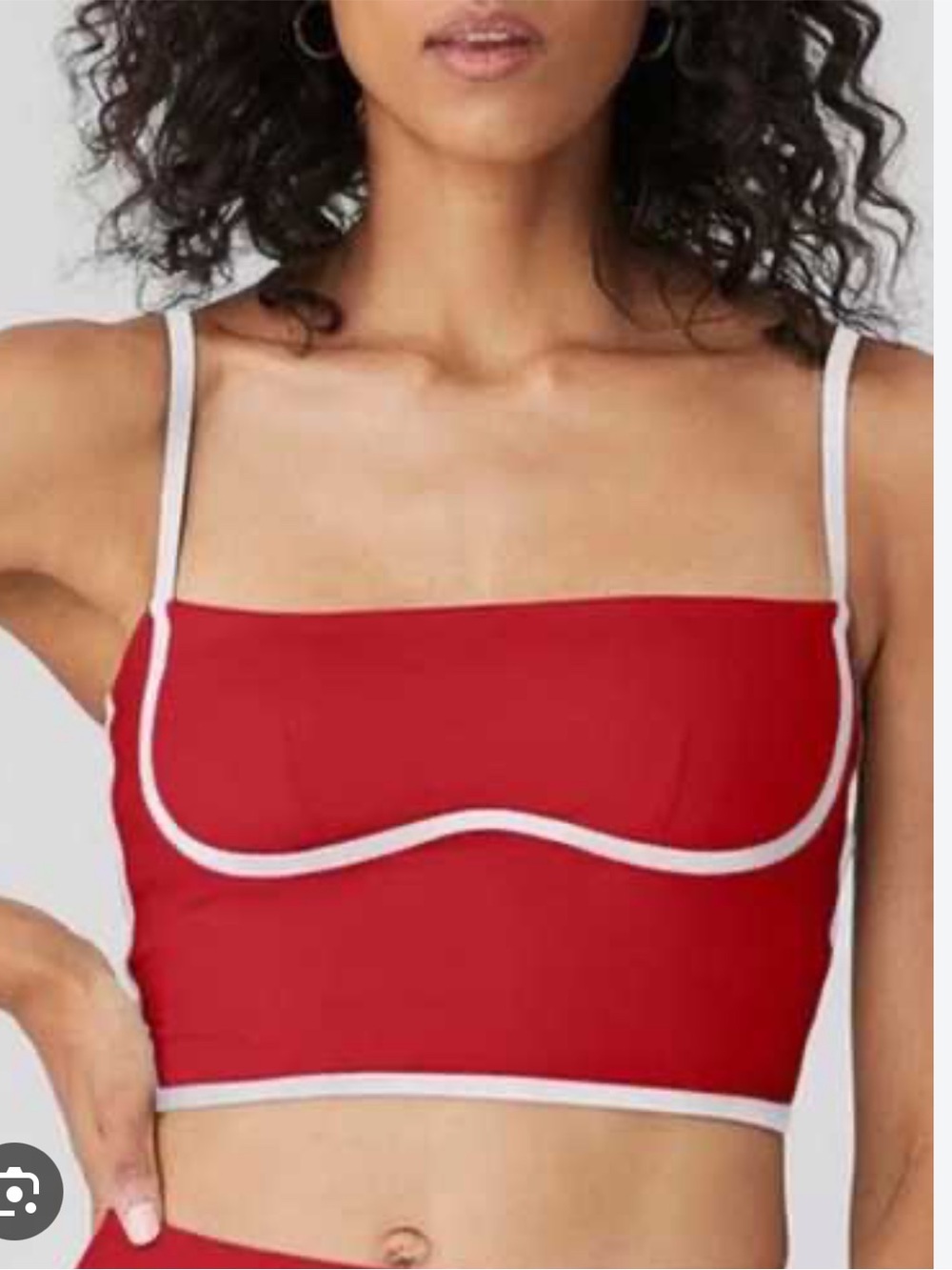 ALO Yoga Airbrush Streamlined Bra Tank Top Red with White Trim